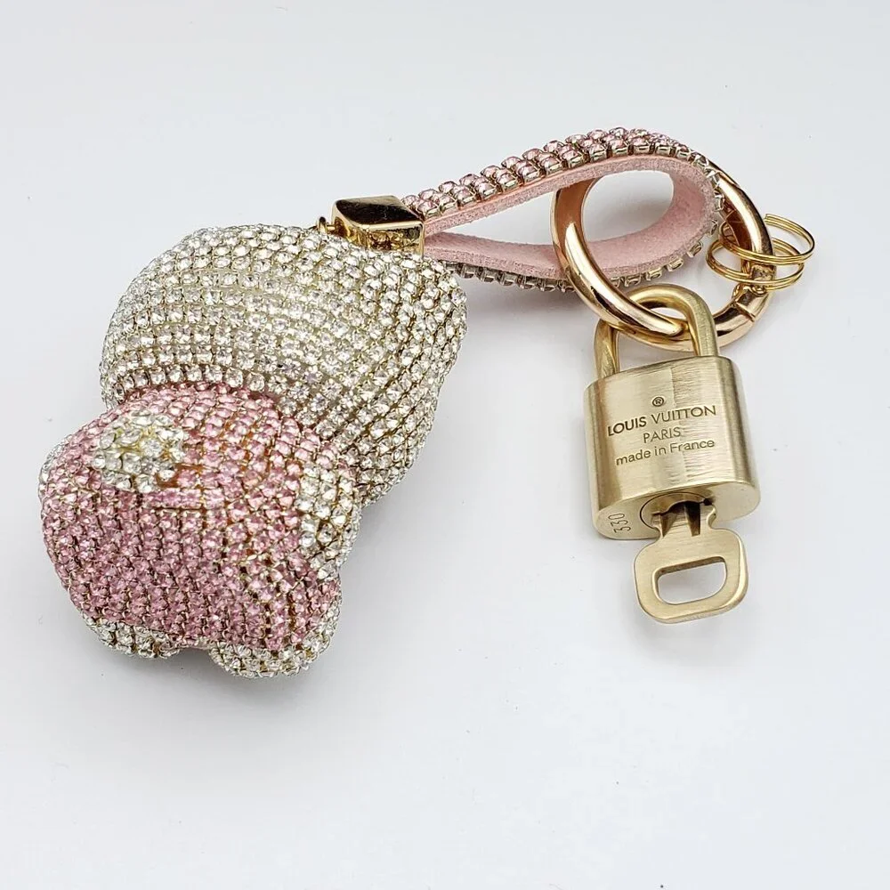 Authentic Louis Vuitton Lock & Key with Unbranded Hello kitty Charm, Keychain